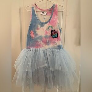 Lola & The Boys Tie-Dye Tulle Dress with Fun Patches